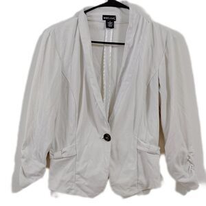 Wet Seal White Blazer with Shawl Lapels and Ruched Sleeves